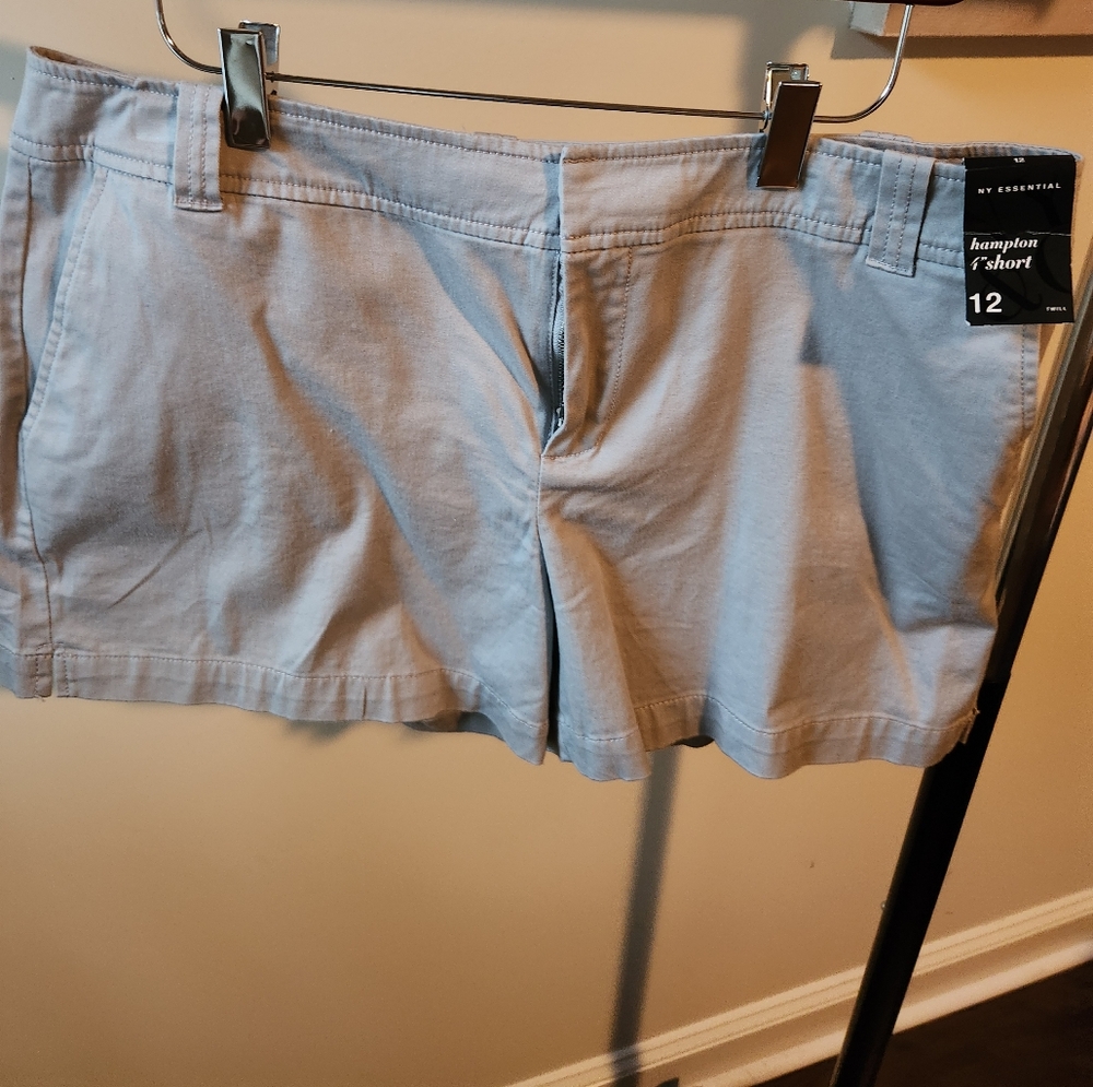 NY&Co Chino Shorts 4 inch Size 12 Grey Linen New with Tags